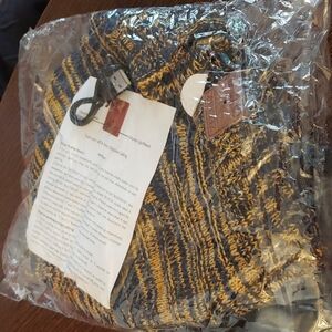 Fullight Black and Yellow Tech Bluetooth Beanie Hat w/Plaid Scarf Set